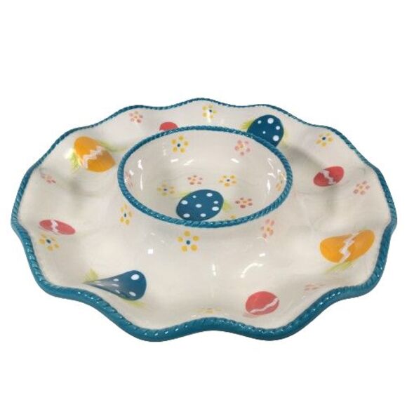 Temp-tations Old World Easter Chip Dip Vegetable Serving Plate Platter Tray Eggs - Picture 2 of 10